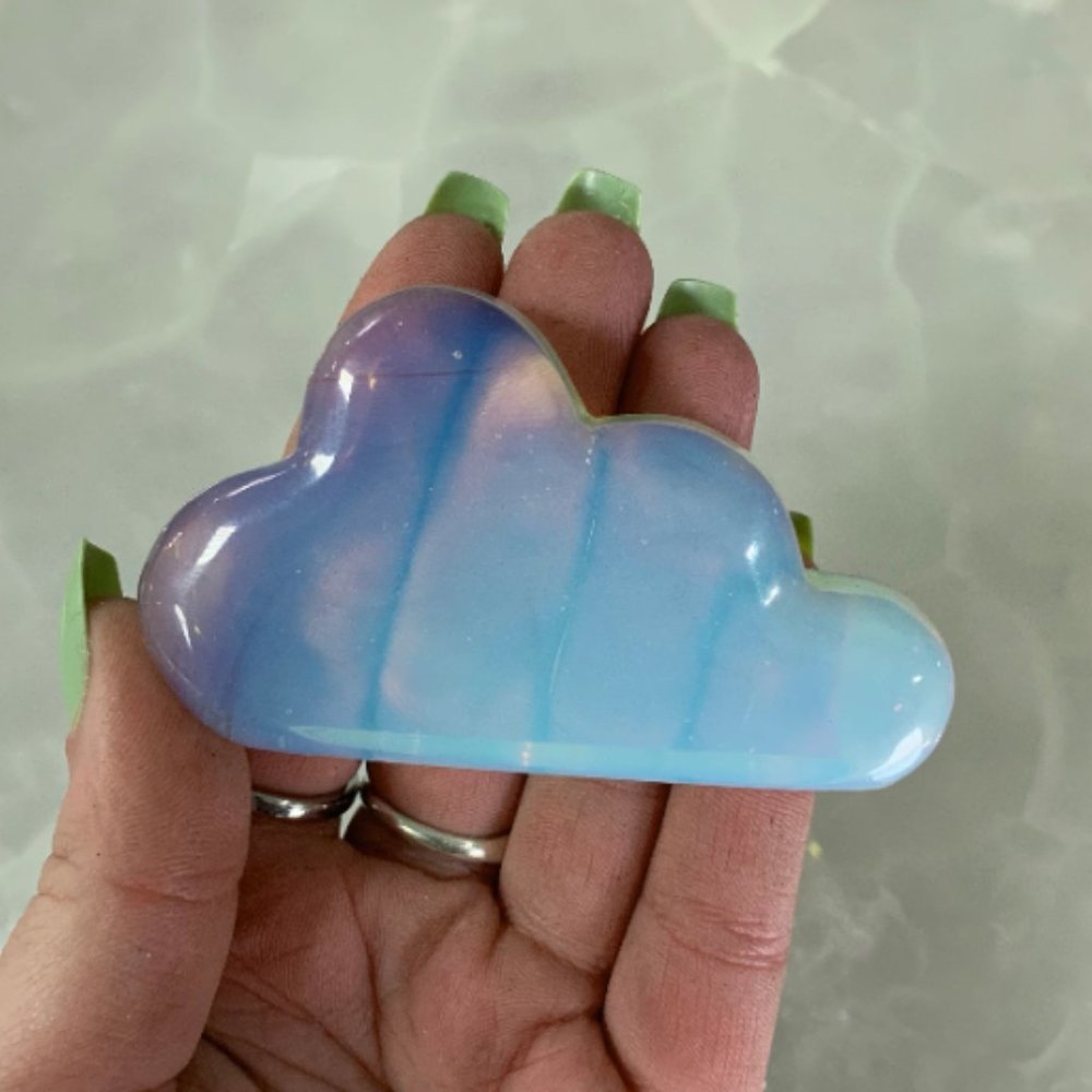 Puffy Opalite Cloud, Kid Room Decor, Office/Desk Art, Healing Stone, Hand Carved
